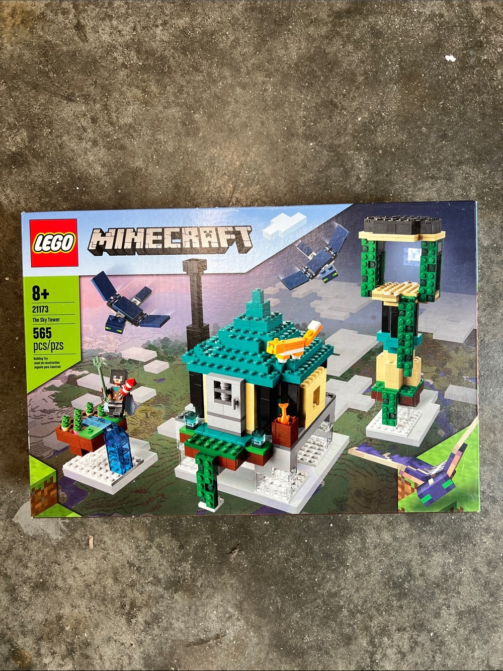 Lego Minecraft Sky Tower Building Set - Green, Teal, Tan, White: 21173